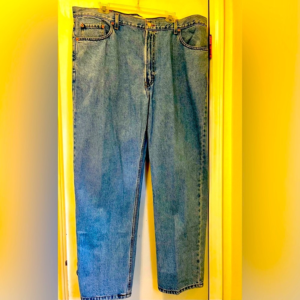 Levis 550 Denim Jeans Mens 42 x 30 Light Blue Wash Relaxed Fit 100% Cotton